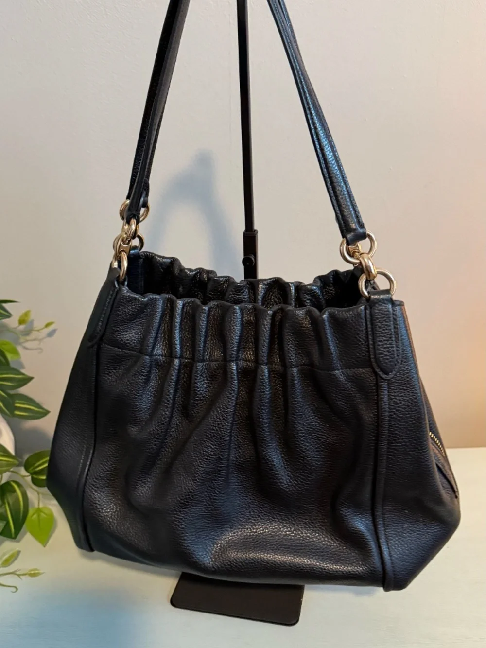 Coach Maya Black Leather Shoulder Bag EUC C1454
